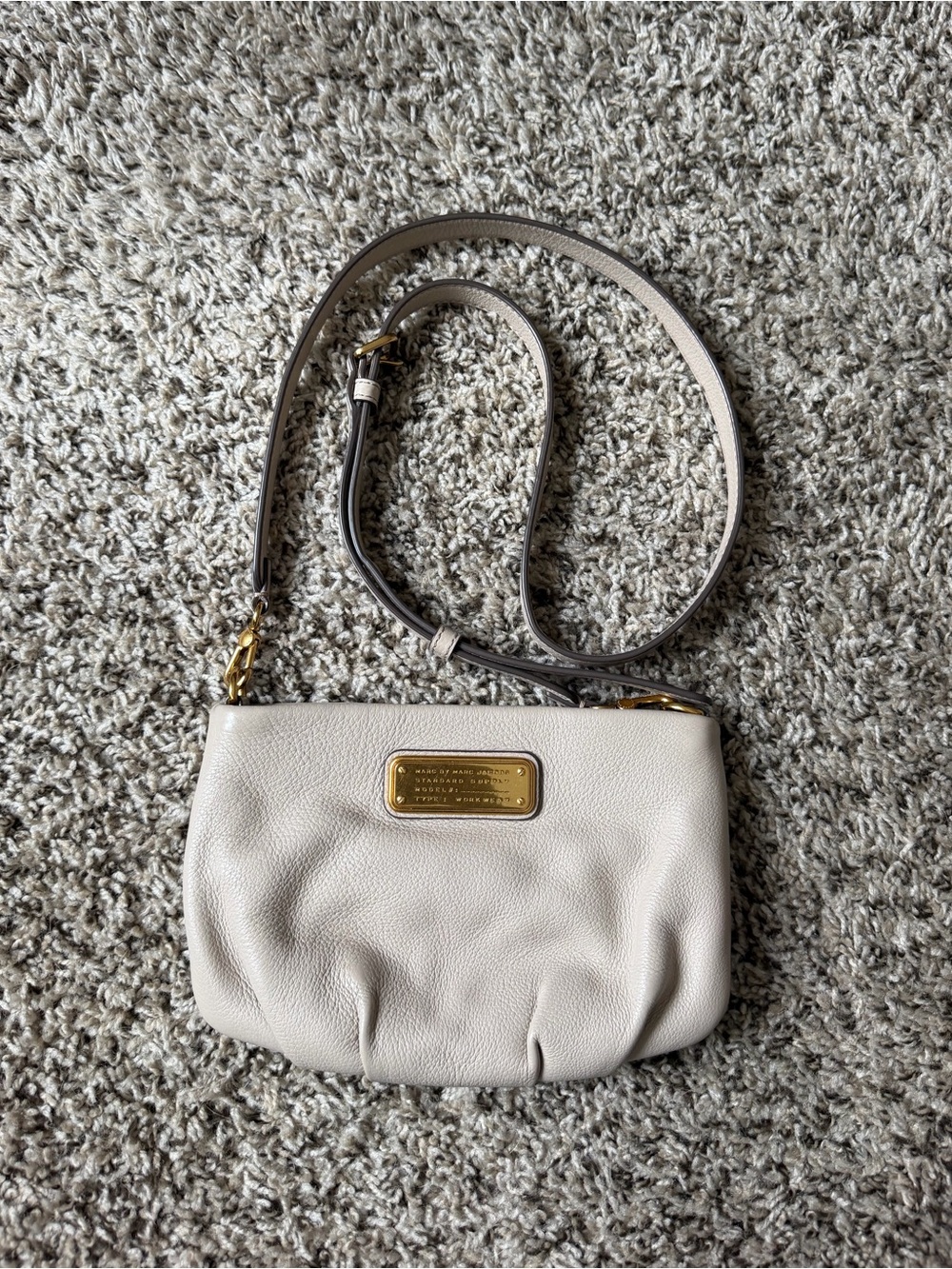Marc by Marc Jacobs Pebbled Leather Crossbody Bag in Cream